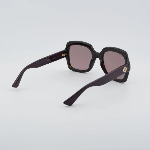 Gucci GG1337S 009 Sunglasses Havana Square Frame, Violet Lenses